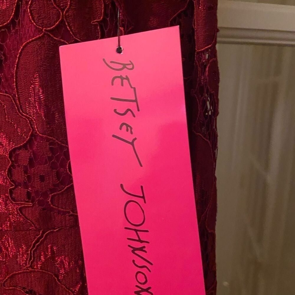 Betsey Johnson Red Floral Lace Bodycon Dress Size 12 NWT - Picture 7 of 10